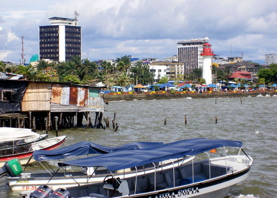 Buenaventura seafront at high tide
