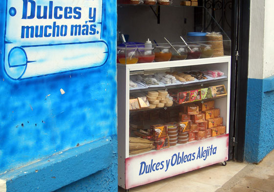 Sweets including the famous 'Oblea' are sold throughout Florida Blanca, Santander