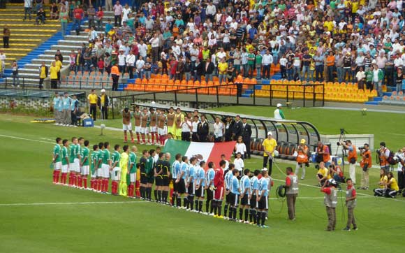 Argentina and Mexico line up for their opening game