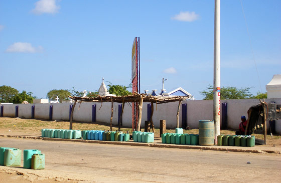 Cans of cheap gasoline from venezuela, Cabo de la Vela