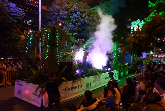 A float on the Myths and Legends Parade in Medellin