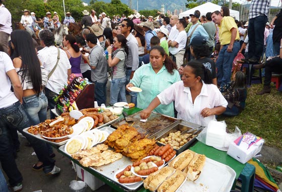 A food stand selling typical fast food at the Feria de Las Flores in Medellin