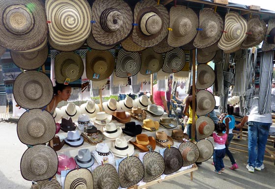 Typical hats on sale during the Feria de Las Flores in medellin