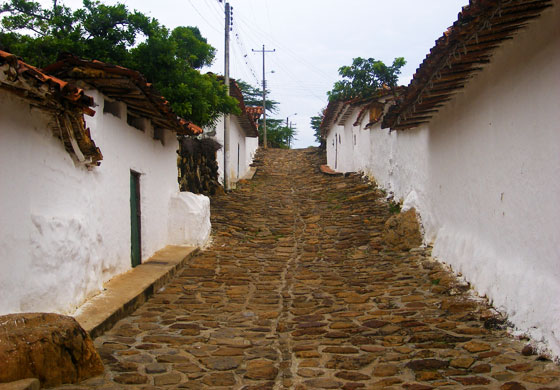 A typical colonial street in Guane, Santander