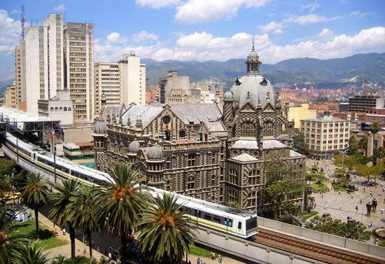 View of the Medellin Metro and Plaza Botero from Hotel Nutibara