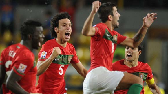 Portugal celebrate their penalty shoot-out victory over Argentina