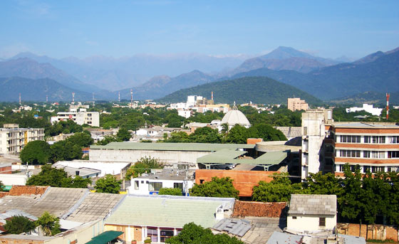 View towards the snow-capped peaks of the Sierra Nevada de Santa Marta, Valledupar